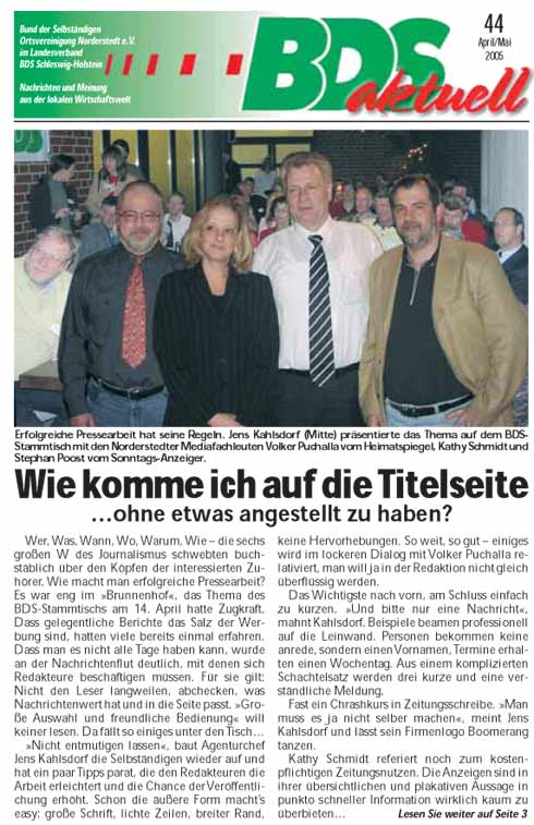 BDS-Aktuell April / Mai 2005 Helmut M&uuml;nster, Volker Puchalla, Stephan Poost, Jens Kahlsdorf